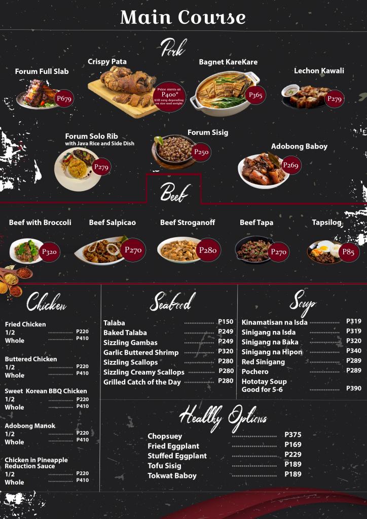 Menu - Forum Cafe